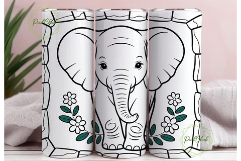 Cute Baby Elephant Tumbler Wrap Sublimation PixelChick 