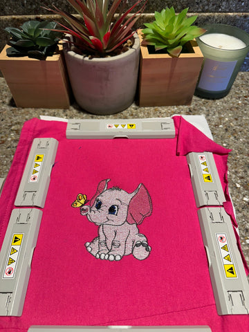 Cute Baby Elephant w/ Butterfly Embroidery Design 4 Sizes - File formats in pes,dst,jef,xxx,exp,vip,vp3, gift, nursery, Embroidery/Applique DESIGNS AestheticdesignsE 