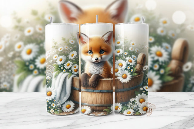 Cute Baby Fox Tumbler Wrap Sublimation Design Sublimation BijouBay 