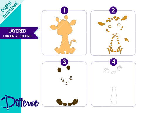 Cute Baby Giraffe SVG | Baby Animal SVG Differse 