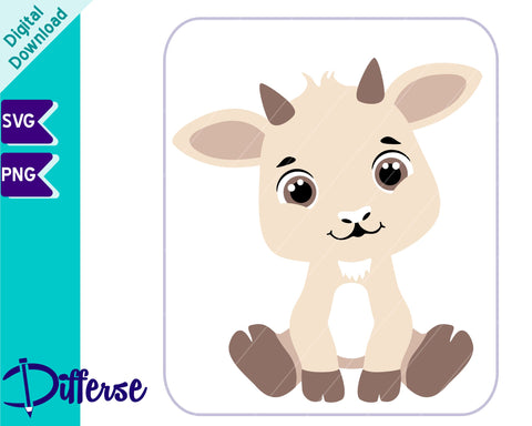 Cute Baby Goat SVG | Baby Farm Animal SVG SVG Differse 