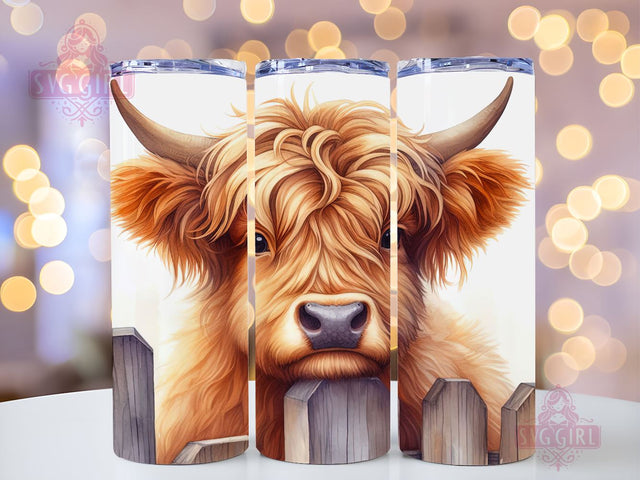 Cute Baby Highland Cow 20oz Tumbler Wrap Sublimation Design, Straight Tapered Tumbler Wrap, Highland Cow Tumbler Png, Instant Digital Download Sublimation SvggirlplusArt 