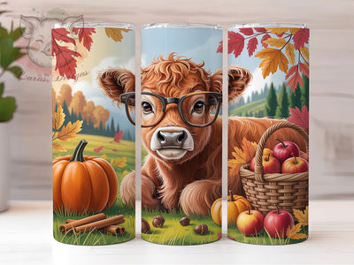 Cute Baby Highland Cow Fall Tumbler, Baby Cow Fall Wrap, 20oz Cow Sublimation, Autumn Cow Cup, Cute Fall Tumbler, Farm Animal Wrap, Fall Vibes Cow Sublimation Lara' s Designs 