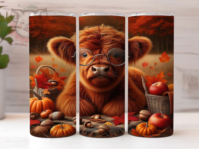 Cute Baby Highland Cow Fall Tumbler, Baby Cow Fall Wrap, 20oz Cow Sublimation, Autumn Cow Cup, Cute Fall Tumbler, Farm Animal Wrap, Fall Vibes Cow Sublimation Lara' s Designs 