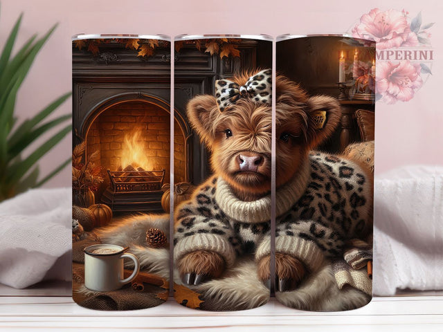 Cute Baby Highland Cow Fall Tumbler, Cute Fall Cow Wrap, Autumn Sublimation PNG, Rustic Farmhouse Style, Cozy Fall Aesthetic, 20oz Tumbler Sublimation, Harvest Cow Design Sublimation Li Zamperini 