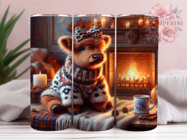 Cute Baby Highland Cow Fall Tumbler, Cute Fall Cow Wrap, Autumn Sublimation PNG, Rustic Farmhouse Style, Cozy Fall Aesthetic, 20oz Tumbler Sublimation, Harvest Cow Design Sublimation Li Zamperini 