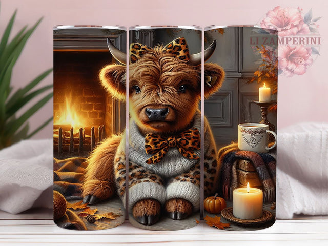 Cute Baby Highland Cow Fall Tumbler, Cute Fall Cow Wrap, Autumn Sublimation PNG, Rustic Farmhouse Style, Cozy Fall Aesthetic, 20oz Tumbler Sublimation, Harvest Cow Design Sublimation Li Zamperini 