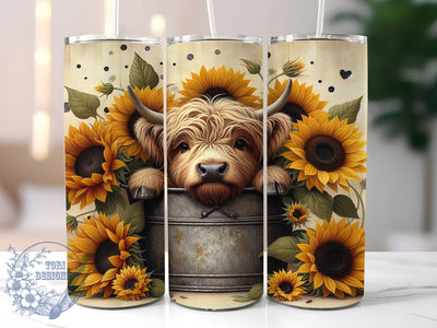 Cute Baby Highland Cow Tumbler, Cow in Bucket Tumbler, Stylish 20oz Wrap, Sublimation Design, Trendy Gift Idea, Rustic Cow Wrap, Cute Highland Tumbler Sublimation ToriDesigns 