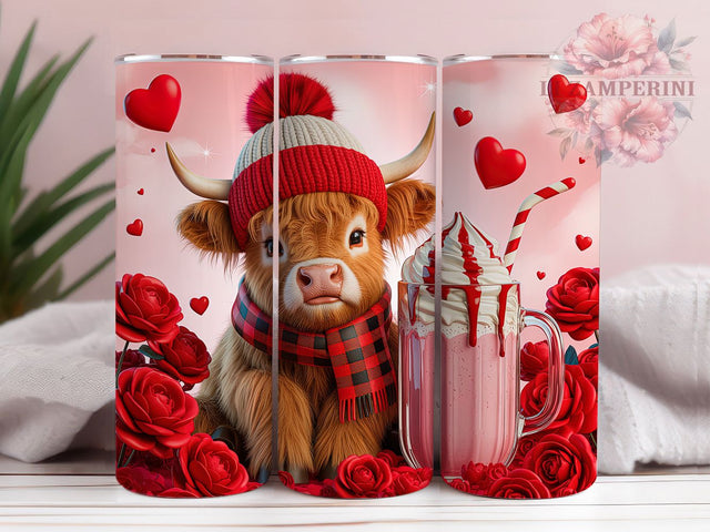 Cute Baby Highland Cow Tumbler, Cute Cocoa Wrap, Valentine Cow Cup, Romantic Sublimation Design, Valentine Gift Tumbler, Sweet Baby Cow Wrap, Adorable Farmhouse Cup Sublimation Li Zamperini 