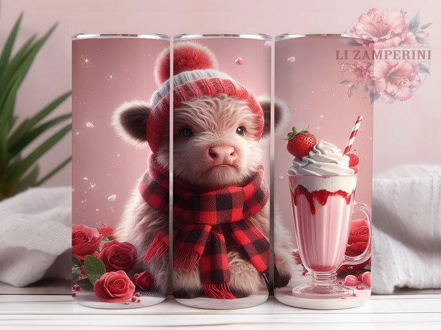 Cute Baby Highland Cow Tumbler, Cute Cocoa Wrap, Valentine Cow Cup, Romantic Sublimation Design, Valentine Gift Tumbler, Sweet Baby Cow Wrap, Adorable Farmhouse Cup Sublimation Li Zamperini 