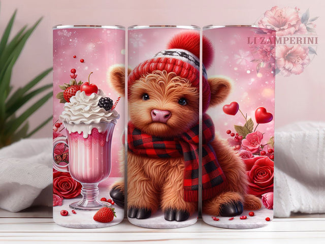 Cute Baby Highland Cow Tumbler, Cute Cocoa Wrap, Valentine Cow Cup, Romantic Sublimation Design, Valentine Gift Tumbler, Sweet Baby Cow Wrap, Adorable Farmhouse Cup Sublimation Li Zamperini 