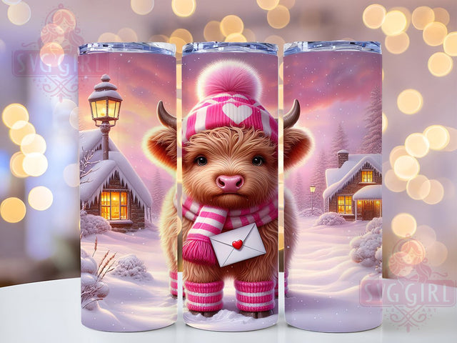 Cute Baby Highland Cow Valentine Tumbler, Cute Valentine Wrap, Farmhouse Cow Cup, Romantic Sublimation Design, Valentine Gift Tumbler, Sweet Baby Cow Wrap, Adorable Love Cup Sublimation SvggirlplusArt 