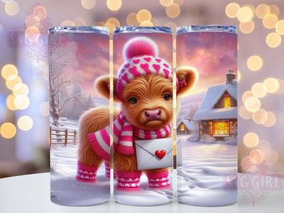 Cute Baby Highland Cow Valentine Tumbler, Cute Valentine Wrap, Farmhouse Cow Cup, Romantic Sublimation Design, Valentine Gift Tumbler, Sweet Baby Cow Wrap, Adorable Love Cup Sublimation SvggirlplusArt 
