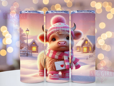 Cute Baby Highland Cow Valentine Tumbler, Cute Valentine Wrap, Farmhouse Cow Cup, Romantic Sublimation Design, Valentine Gift Tumbler, Sweet Baby Cow Wrap, Adorable Love Cup Sublimation SvggirlplusArt 