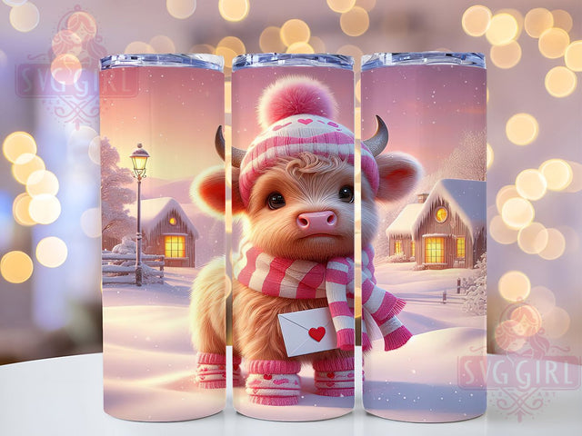 Cute Baby Highland Cow Valentine Tumbler, Cute Valentine Wrap, Farmhouse Cow Cup, Romantic Sublimation Design, Valentine Gift Tumbler, Sweet Baby Cow Wrap, Adorable Love Cup Sublimation SvggirlplusArt 