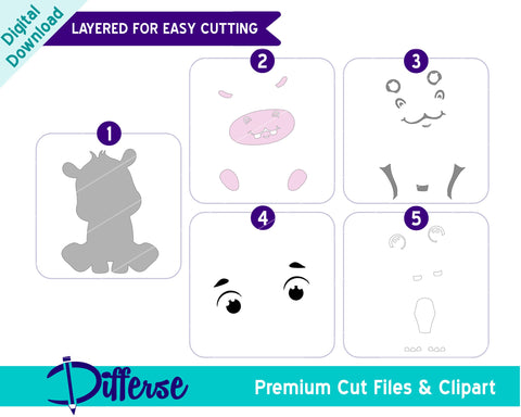 Cute Baby Hippo SVG | Hippopotamus SVG SVG Differse 