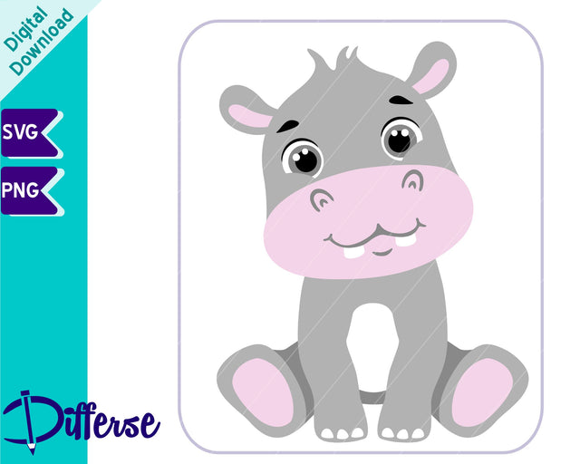 Cute Baby Hippo SVG | Hippopotamus SVG SVG Differse 