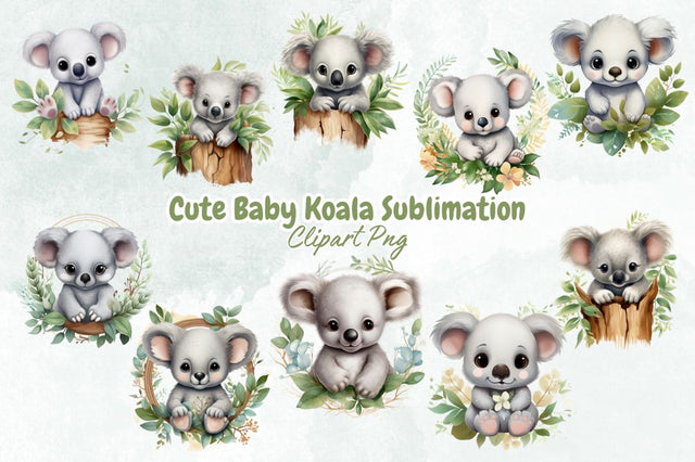 Cute Baby Koala Sublimation Clipart Bundle Sublimation Designangry 