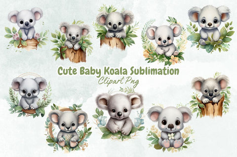 Cute Baby Koala Sublimation Clipart Bundle Sublimation Designangry 