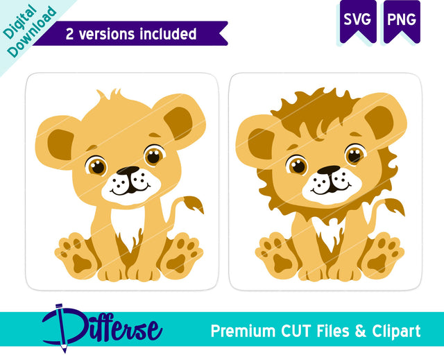 Cute Baby Lion SVG Duo Pack | Baby Lions SVG Differse 