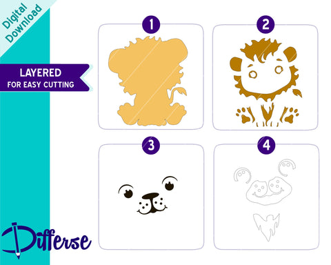 Cute Baby Lion SVG Duo Pack | Baby Lions SVG Differse 