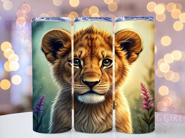 Cute Baby Lion Tumbler Wrap, Sublimation Design, Animal Tumbler, Kids Drinkware, Nursery Decor, Lion Gift Sublimation SvggirlplusArt 