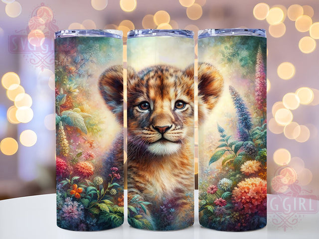 Cute Baby Lion Tumbler Wrap, Sublimation Design, Animal Tumbler, Kids Drinkware, Nursery Decor, Lion Gift Sublimation SvggirlplusArt 