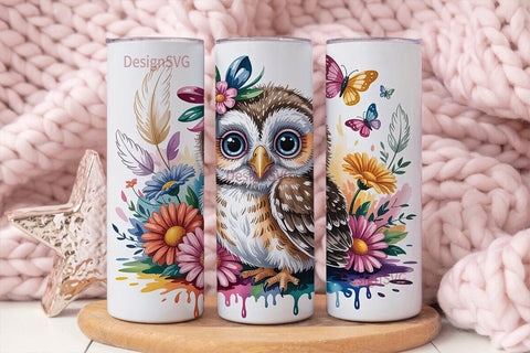 Cute Baby Owl Tumbler Wrap Sublimation DesignSVG 