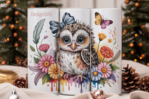 Cute Baby Owl Tumbler Wrap Sublimation DesignSVG 