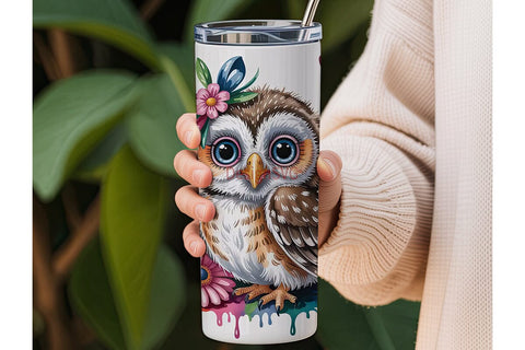 Cute Baby Owl Tumbler Wrap Sublimation DesignSVG 