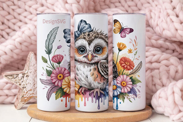 Cute Baby Owl Tumbler Wrap Sublimation DesignSVG 