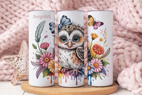 Cute Baby Owl Tumbler Wrap Sublimation DesignSVG 