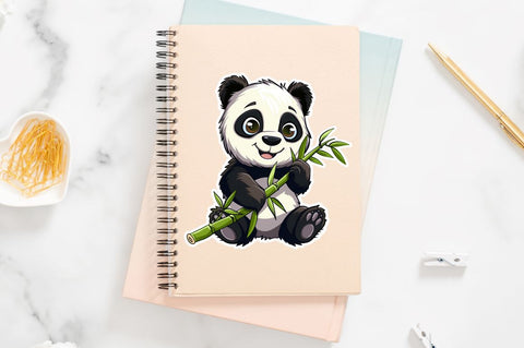 Cute Baby Panda Bamboo Sticker Clipart Bundle Sublimation Regulrcrative 