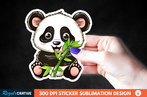 Cute Baby Panda Bamboo Sticker Clipart Bundle Sublimation Regulrcrative 