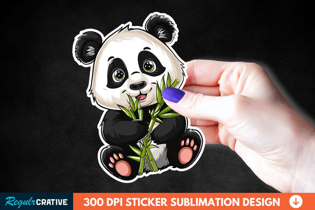 Cute Baby Panda Bamboo Sticker Clipart Sublimation Regulrcrative 