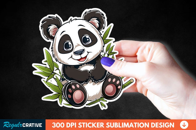 Cute Baby Panda Bamboo Sticker Clipart Sublimation Regulrcrative 