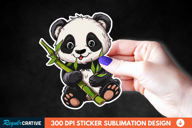 Cute Baby Panda Bamboo Sticker Clipart Sublimation Regulrcrative 