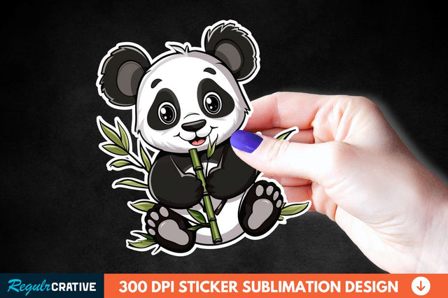 Cute Baby Panda Bamboo Sticker Clipart Sublimation Regulrcrative 