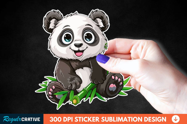 Cute Baby Panda Bamboo Sticker Clipart Sublimation Regulrcrative 
