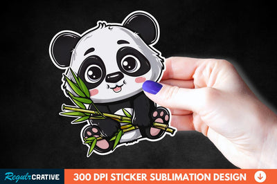 Cute Baby Panda Bamboo Sticker Clipart Sublimation Regulrcrative 