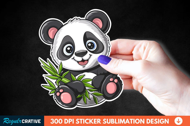 Cute Baby Panda Bamboo Sticker Clipart Sublimation Regulrcrative 