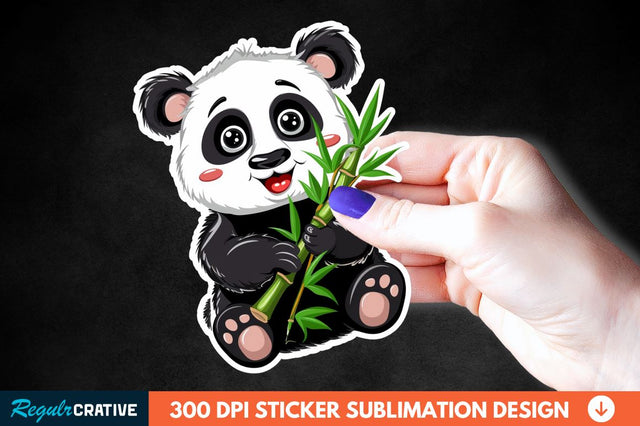 Cute Baby Panda Bamboo Sticker Clipart Sublimation Regulrcrative 
