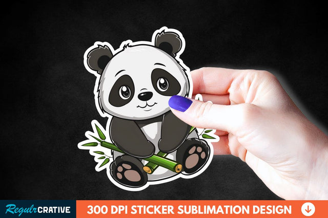 Cute Baby Panda Bamboo Sticker Clipart Sublimation Regulrcrative 
