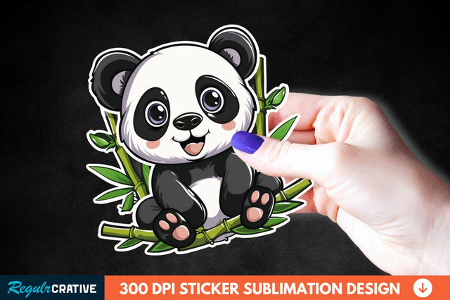 Cute Baby Panda Bamboo Sticker Clipart Sublimation Regulrcrative 
