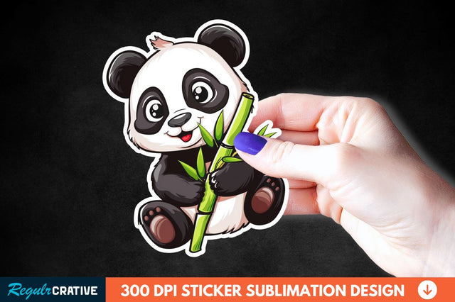 Cute Baby Panda Bamboo Sticker Clipart Sublimation Regulrcrative 
