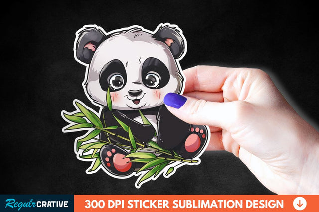 Cute Baby Panda Bamboo Sticker Clipart Sublimation Regulrcrative 
