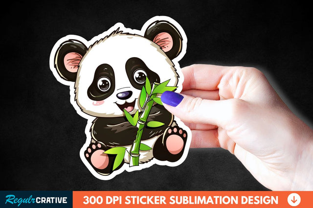 Cute Baby Panda Bamboo Sticker Clipart Sublimation Regulrcrative 