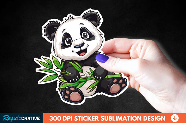 Cute Baby Panda Bamboo Sticker Clipart Sublimation Regulrcrative 