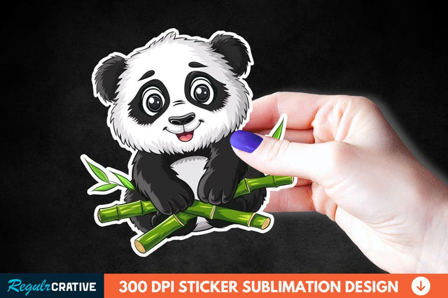Cute Baby Panda Bamboo Sticker Clipart Sublimation Regulrcrative 