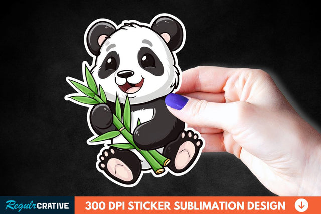 Cute Baby Panda Bamboo Sticker Clipart Sublimation Regulrcrative 